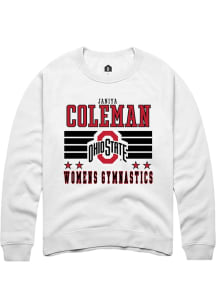 Janiya Coleman  Rally Ohio State Buckeyes Mens White NIL Striped Long Sleeve Crew Sweatshirt
