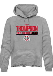 Riley Thompson  Rally Ohio State Buckeyes Mens Graphite NIL Stacked Box Long Sleeve Hoodie