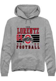 Simon Lorentz  Rally Ohio State Buckeyes Mens Grey Football NIL Striped Long Sleeve Hoodie