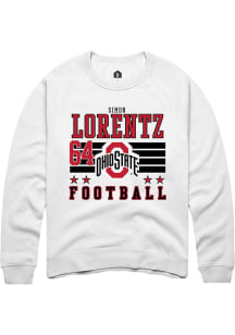 Simon Lorentz  Rally Ohio State Buckeyes Mens White Football NIL Striped Long Sleeve Crew Sweatshi..