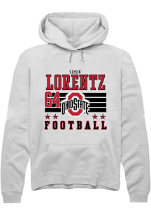 Simon Lorentz  Rally Ohio State Buckeyes Mens White Football NIL Striped Long Sleeve Hoodie