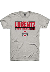 Simon Lorentz  Ohio State Buckeyes Ash Rally Football NIL Stacked Box Short Sleeve T Shirt