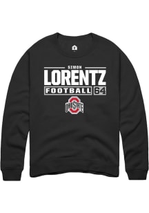 Simon Lorentz  Rally Ohio State Buckeyes Mens Black Football NIL Stacked Box Long Sleeve Crew Swea..