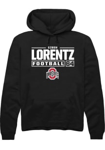 Simon Lorentz  Rally Ohio State Buckeyes Mens Black Football NIL Stacked Box Long Sleeve Hoodie