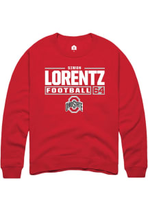 Simon Lorentz  Rally Ohio State Buckeyes Mens Red Football NIL Stacked Box Long Sleeve Crew Sweats..