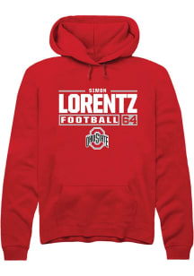 Simon Lorentz  Rally Ohio State Buckeyes Mens Red Football NIL Stacked Box Long Sleeve Hoodie
