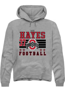 Zach Hayes  Rally Ohio State Buckeyes Mens Grey Football NIL Striped Long Sleeve Hoodie