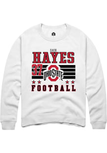 Zach Hayes  Rally Ohio State Buckeyes Mens White Football NIL Striped Long Sleeve Crew Sweatshirt