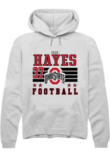 Zach Hayes  Rally Ohio State Buckeyes Mens White Football NIL Striped Long Sleeve Hoodie