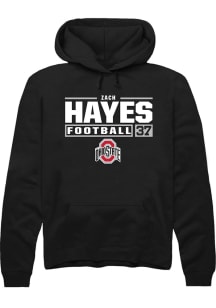 Zach Hayes  Rally Ohio State Buckeyes Mens Black Football NIL Stacked Box Long Sleeve Hoodie