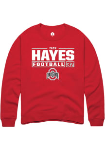 Zach Hayes  Rally Ohio State Buckeyes Mens Red Football NIL Stacked Box Long Sleeve Crew Sweatshir..