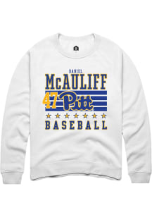 Daniel McAuliff  Rally Pitt Panthers Mens White NIL Striped Long Sleeve Crew Sweatshirt