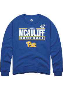 Daniel McAuliff  Rally Pitt Panthers Mens Blue NIL Stacked Box Long Sleeve Crew Sweatshirt