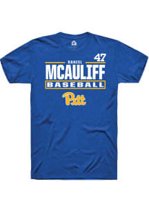 Daniel McAuliff  Pitt Panthers Blue Rally NIL Stacked Box Short Sleeve T Shirt
