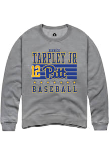 Derrick Tarpley Jr  Rally Pitt Panthers Mens Grey NIL Striped Long Sleeve Crew Sweatshirt