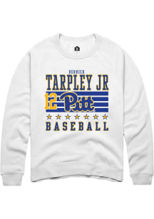 Derrick Tarpley Jr  Rally Pitt Panthers Mens White NIL Striped Long Sleeve Crew Sweatshirt
