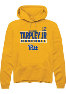 Derrick Tarpley Jr  Rally Pitt Panthers Mens Gold NIL Stacked Box Long Sleeve Hoodie