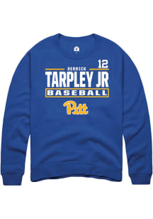 Derrick Tarpley Jr  Rally Pitt Panthers Mens Blue NIL Stacked Box Long Sleeve Crew Sweatshirt