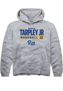 Derrick Tarpley Jr  Rally Pitt Panthers Youth Grey NIL Stacked Box Long Sleeve Hoodie