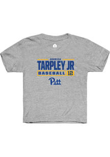 Derrick Tarpley Jr  Rally Pitt Panthers Youth Grey NIL Stacked Box Short Sleeve T-Shirt