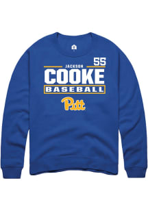 Jackson Cooke  Rally Pitt Panthers Mens Blue NIL Stacked Box Long Sleeve Crew Sweatshirt