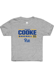 Jackson Cooke  Rally Pitt Panthers Youth Grey NIL Stacked Box Short Sleeve T-Shirt