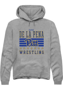 Mateo de la Pena  Rally Pitt Panthers Mens Grey NIL Striped Long Sleeve Hoodie