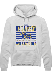 Mateo de la Pena  Rally Pitt Panthers Mens White NIL Striped Long Sleeve Hoodie