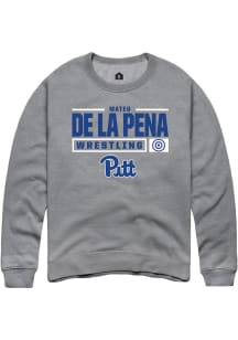 Mateo de la Pena  Rally Pitt Panthers Mens Graphite NIL Stacked Box Long Sleeve Crew Sweatshirt
