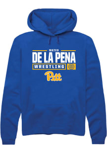 Mateo de la Pena  Rally Pitt Panthers Mens Blue NIL Stacked Box Long Sleeve Hoodie