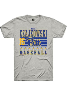 Noah Czajkowski  Pitt Panthers Ash Rally NIL Striped Short Sleeve T Shirt