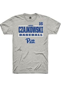 Noah Czajkowski  Pitt Panthers Ash Rally NIL Stacked Box Short Sleeve T Shirt