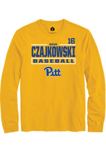 Noah Czajkowski  Pitt Panthers Gold Rally NIL Stacked Box Long Sleeve T Shirt