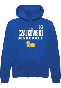 Noah Czajkowski  Rally Pitt Panthers Mens Blue NIL Stacked Box Long Sleeve Hoodie