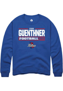 Evan Guenthner  Rally Tulsa Golden Hurricane Mens Blue Football NIL Stacked Box Long Sleeve Crew S..