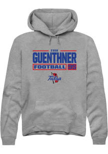 Evan Guenthner  Rally Tulsa Golden Hurricane Mens Graphite Football NIL Stacked Box Long Sleeve Ho..