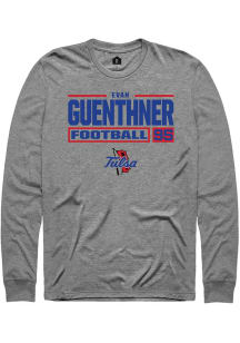 Evan Guenthner  Tulsa Golden Hurricane Graphite Rally Football NIL Stacked Box Long Sleeve T Shirt