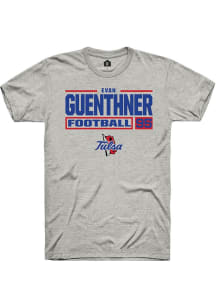 Evan Guenthner  Tulsa Golden Hurricane Ash Rally Football NIL Stacked Box Short Sleeve T Shirt