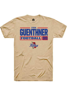 Evan Guenthner  Tulsa Golden Hurricane Tan Rally Football NIL Stacked Box Short Sleeve T Shirt