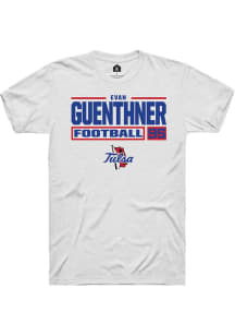 Evan Guenthner  Tulsa Golden Hurricane White Rally Football NIL Stacked Box Short Sleeve T Shirt
