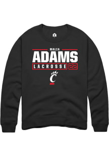 Malia Adams  Rally Cincinnati Bearcats Mens Black NIL Stacked Box Long Sleeve Crew Sweatshirt