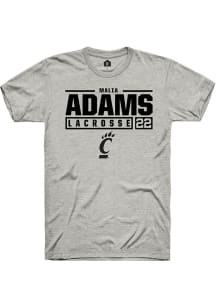 Malia Adams  Cincinnati Bearcats Ash Rally NIL Stacked Box Short Sleeve T Shirt