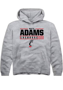Malia Adams  Rally Cincinnati Bearcats Youth Grey NIL Stacked Box Long Sleeve Hoodie