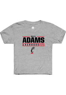 Malia Adams  Rally Cincinnati Bearcats Youth Grey NIL Stacked Box Short Sleeve T-Shirt