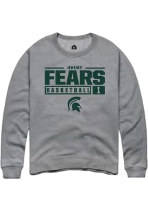 Jeremy Fears  Rally Michigan State Spartans Mens Graphite NIL Stacked Box Long Sleeve Crew Sweatsh..