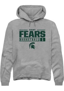 Jeremy Fears  Rally Michigan State Spartans Mens Graphite NIL Stacked Box Long Sleeve Hoodie