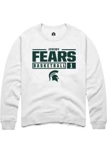Jeremy Fears  Rally Michigan State Spartans Mens White NIL Stacked Box Long Sleeve Crew Sweatshirt