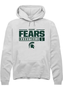 Jeremy Fears  Rally Michigan State Spartans Mens White NIL Stacked Box Long Sleeve Hoodie