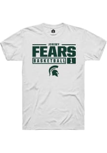 Jeremy Fears  Michigan State Spartans White Rally NIL Stacked Box Short Sleeve T Shirt