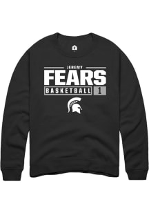 Jeremy Fears  Rally Michigan State Spartans Mens Black NIL Stacked Box Long Sleeve Crew Sweatshirt